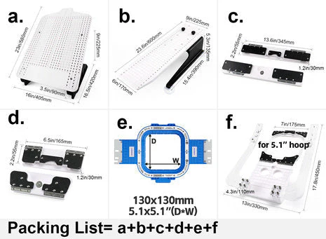 Hooping Station Kit with 5.1"x5.1" Magnetic Hoop for Inbro INBC 1001S / C1201S / INB C1501S / INB C1502 / INB C1503 / INB C15054 / INB C1506 / INB C1508 / INB C1510 / INB C1512 Embroidery Machines - Image 2