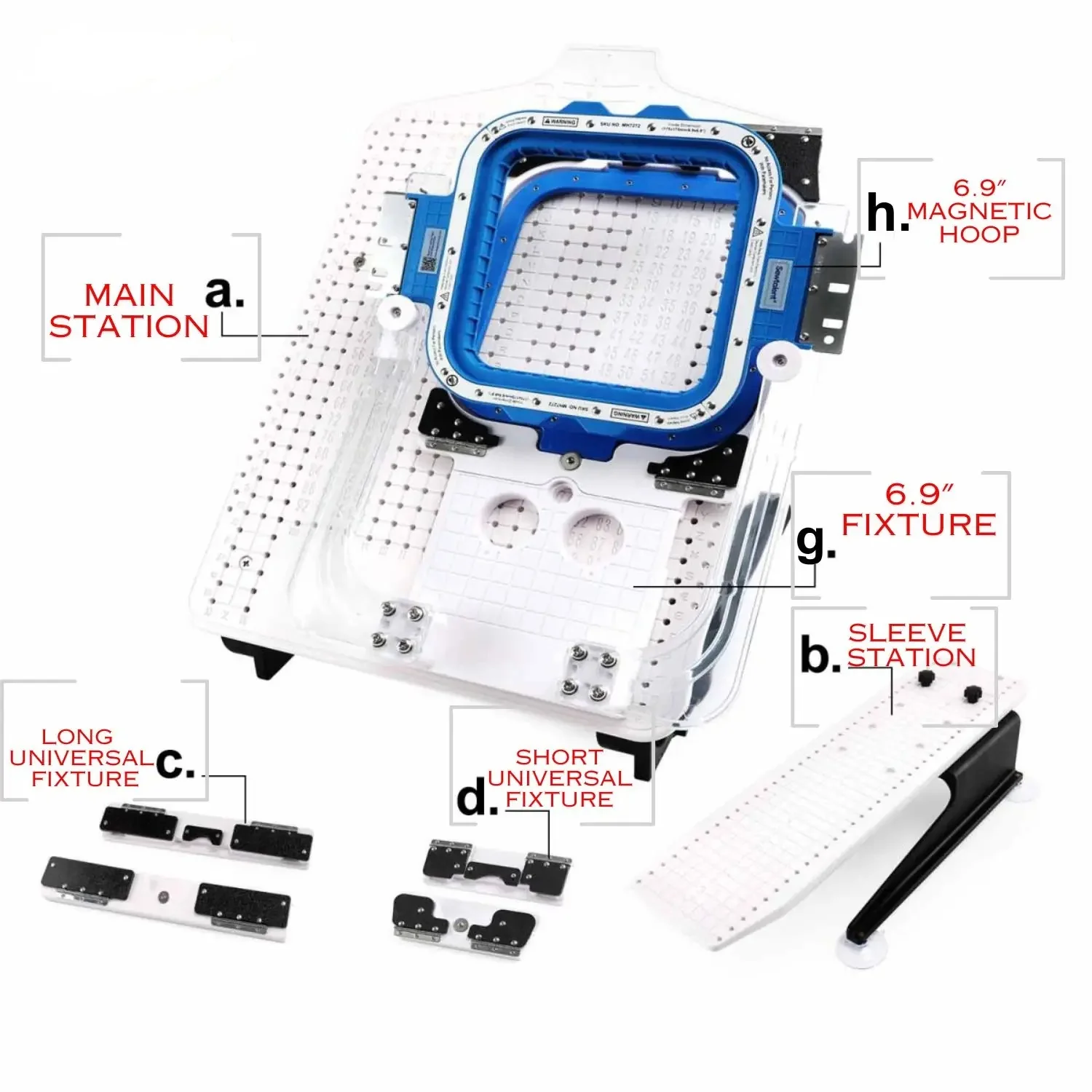 Hooping Station Kit with 6.9″x6.9″ Magnetic Hoop for Tajima Juki SAI/TEHX/TEJT/TEMX-C/TFHX-IIC/TFMX-C/TFMX-IIC/TMAR/TMBP-SC/TMBP2-SC/TMBP2-XC/TMBR-SC/TMBU-S/TMEX/TMEZ-KC/TMEZ-SC/TMFX/TUMX/TWMX-C Embroidery Machine