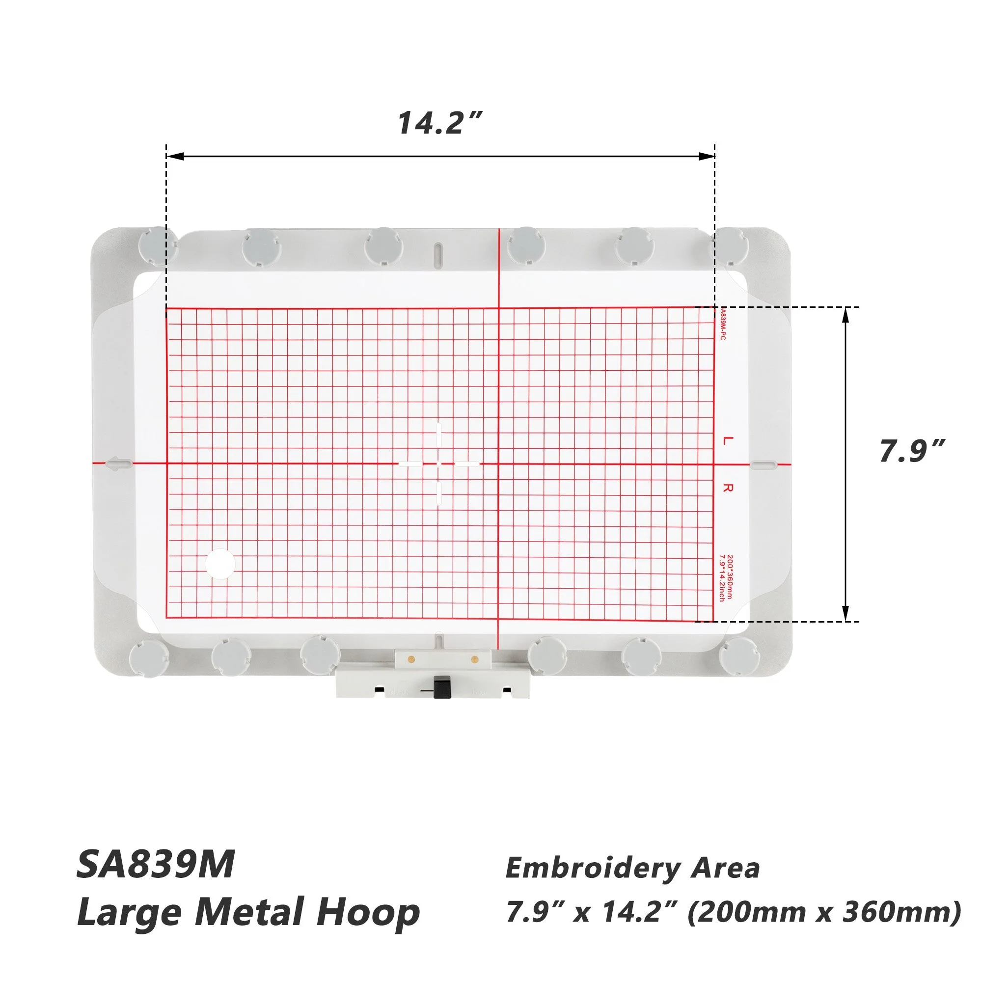 JA839M Magnetic Hoop 7.9x14.2" 200x360mm (Round Magnets) for Janome Memory Craft 550E Embroidery Machine