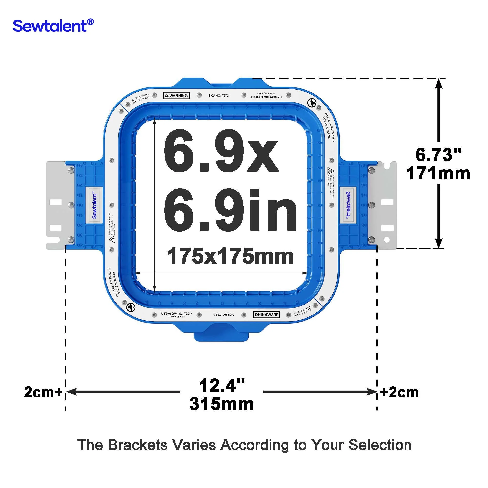 Sewtalent Magnetic Hoops 6.9″x6.9″ | 175x175mm for PooLin EOM | EOV | EOX Embroidery Machine - Image 3