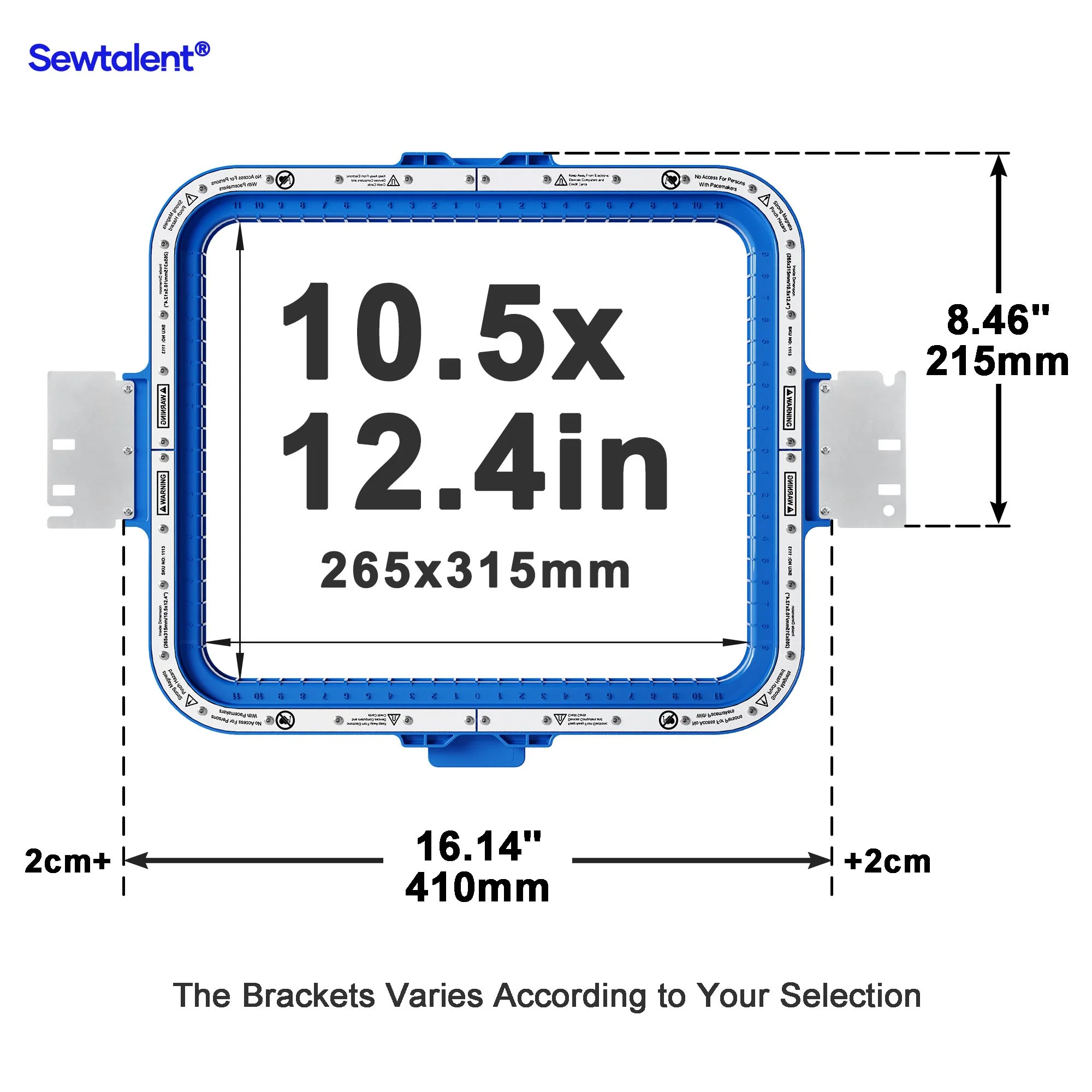 Sewtalent Magnetic Hoop 10.5"x12.4" | 265x315mm for Brother Commercial BE-1201B-AC, BES-960BC, BES-1216AC, BES-1262BC Embroidery Machines - Image 2