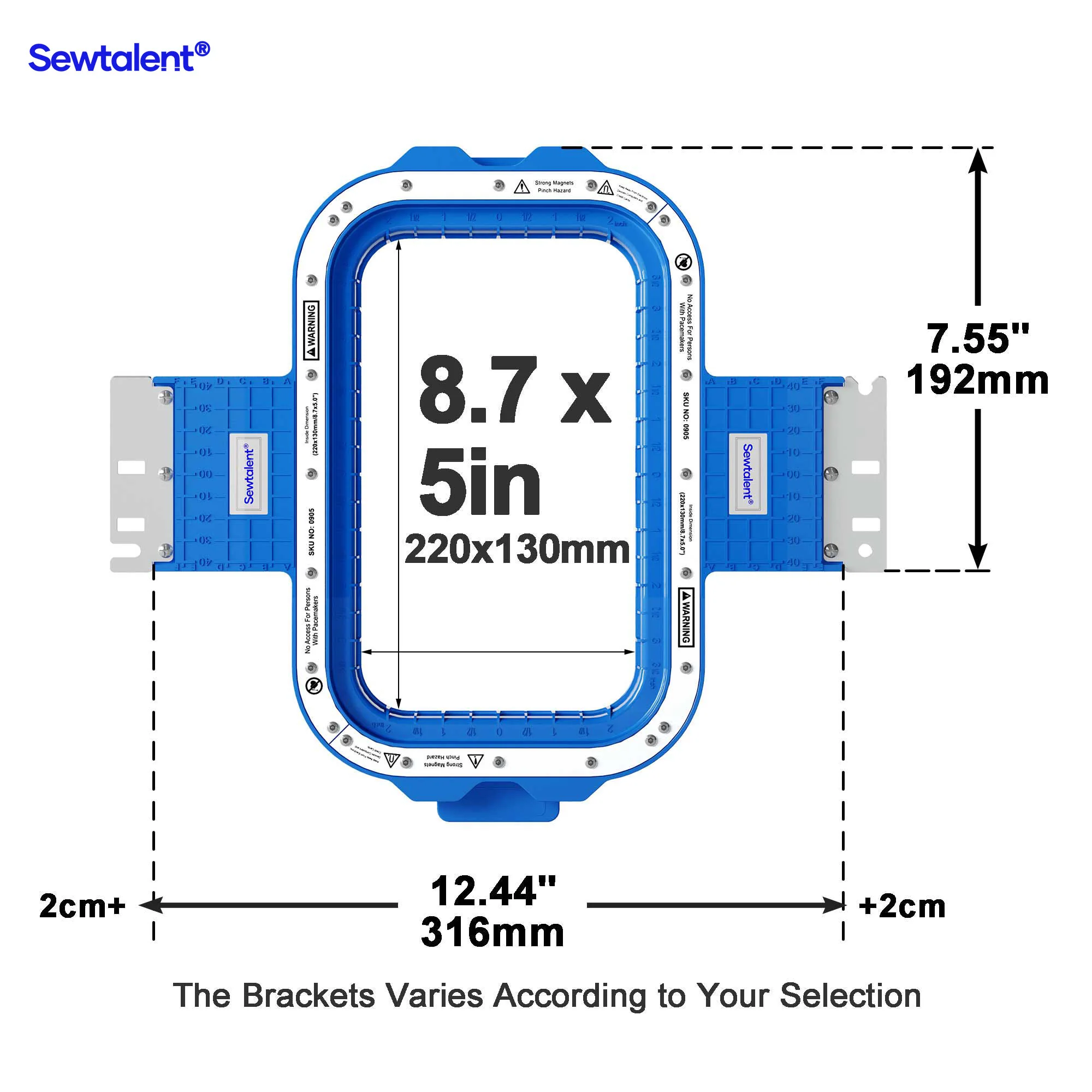 Sewtalent Magnetic Hoop 8.7″x5″ | 220x130mm for Smartstitch S-1001 | S-1201 | S-1501 | S-1501 Ultra | S-1501 Plus Embroidery Machines - Image 3