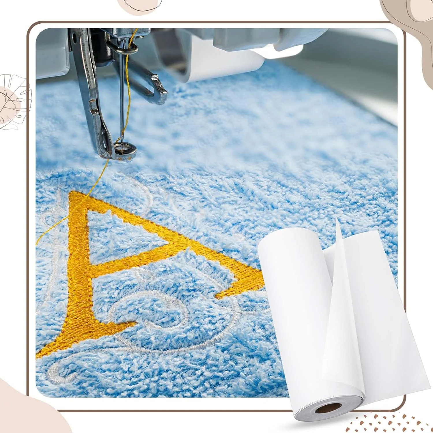 Sewtalent Sticky Self-Adhesive Tear Away Embroidery Stabilizer 12" x 15 Yd Roll – Medium Weight Backing for Napped Fabrics & Hoopless Embroidery - Image 12